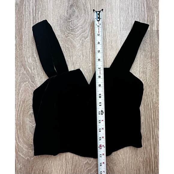 Rachel Zoe | Button Front Crop Top | NWOT | Black Velvet | SZ‎ XS - Picture 2 of 7